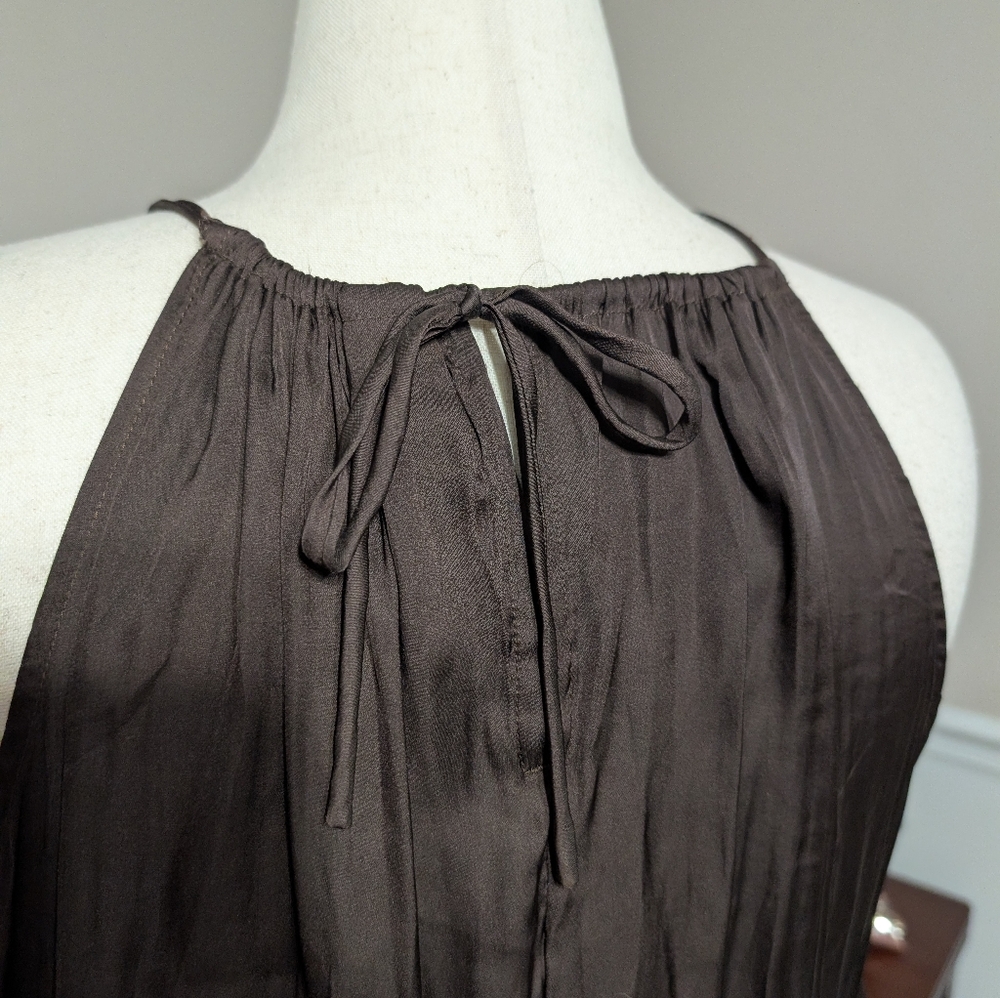 3/$30 Old Navy Brown Satin Halter Dress - Picture 4 of 8